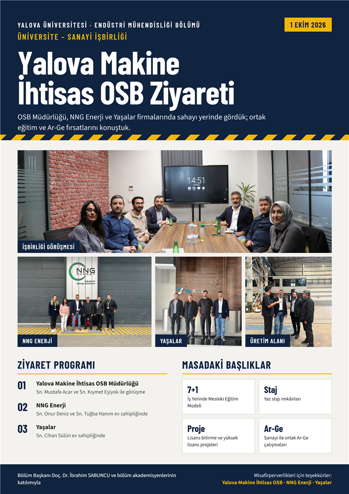 Endüstri Mühendisliği Bölümümüzden Yalova Makine İhtisas OSB'ye ve Katılımcı Firmalara Ziyaret