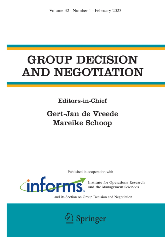 Arş. Gör. İsmail Buğra BÖLÜKBAŞI'nın Group Decision and Negotiation (SSCI-Q1) dergisindeki yayını