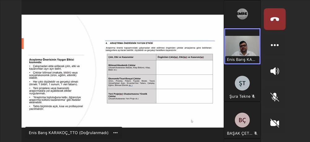 Endüstri Mühendisliği Bölümü, TÜBİTAK 2209 Proje Yazma Eğitimi Düzenledi