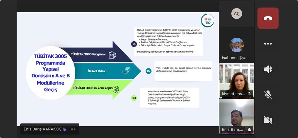 Endüstri Mühendisliği Bölümü Öğretim Elemanlarına Yönelik TÜBİTAK 3005 Proje Yazma Eğitimi Düzenlendi